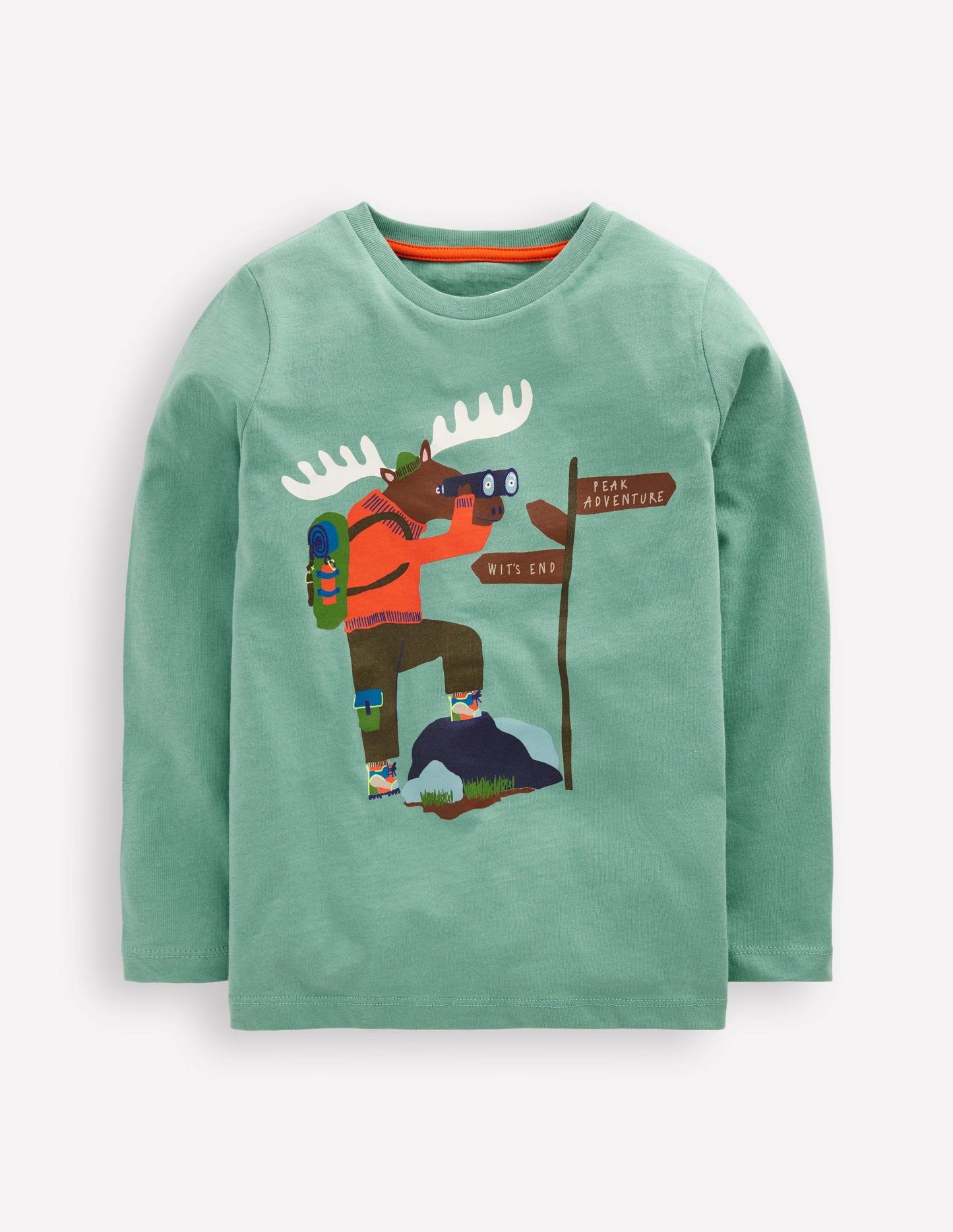 Long Sleeve Printed T-shirt-Oil Blue Moose Explorer