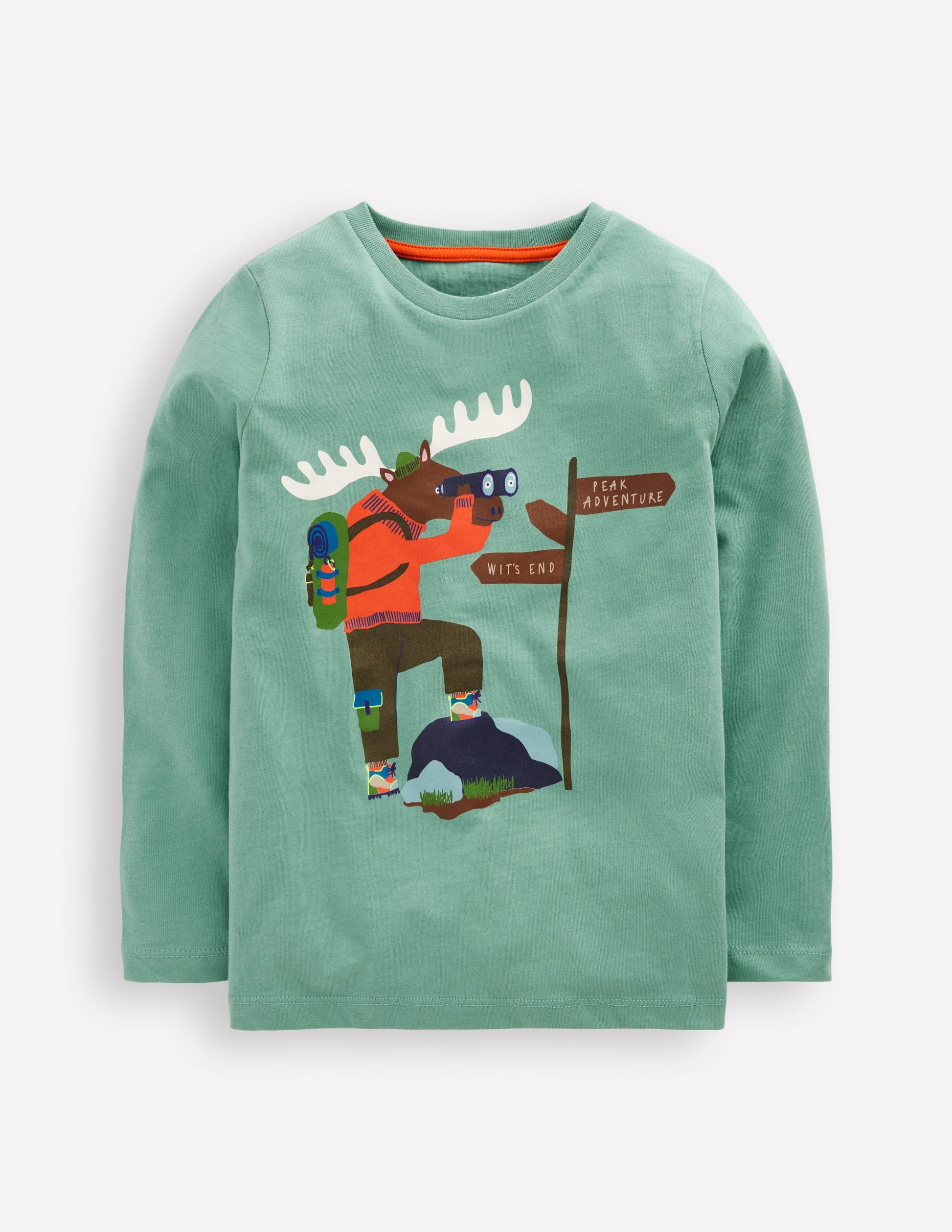 Long Sleeve Printed T-shirt-Oil Blue Moose Explorer-1