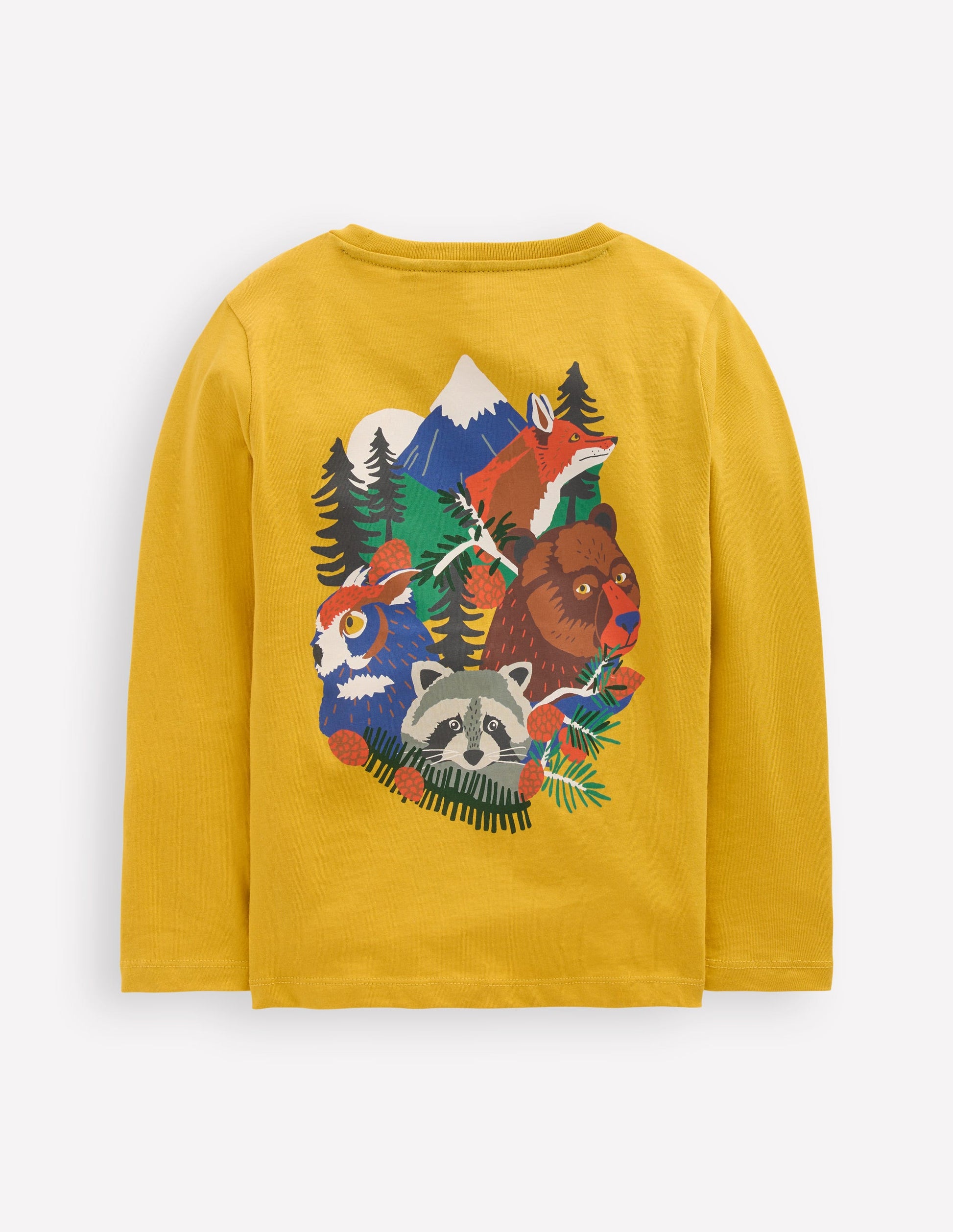 Front & Back Printed T-shirt-Oil Yellow Mountain Animals-2