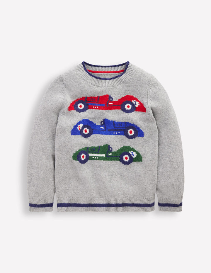 Fun Logo Sweater-Grey Marl Cars