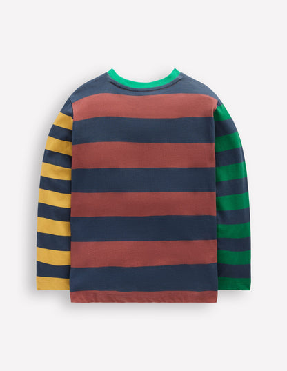 Long Sleeve Hotchpotch T-shirt-Navy Multi-2