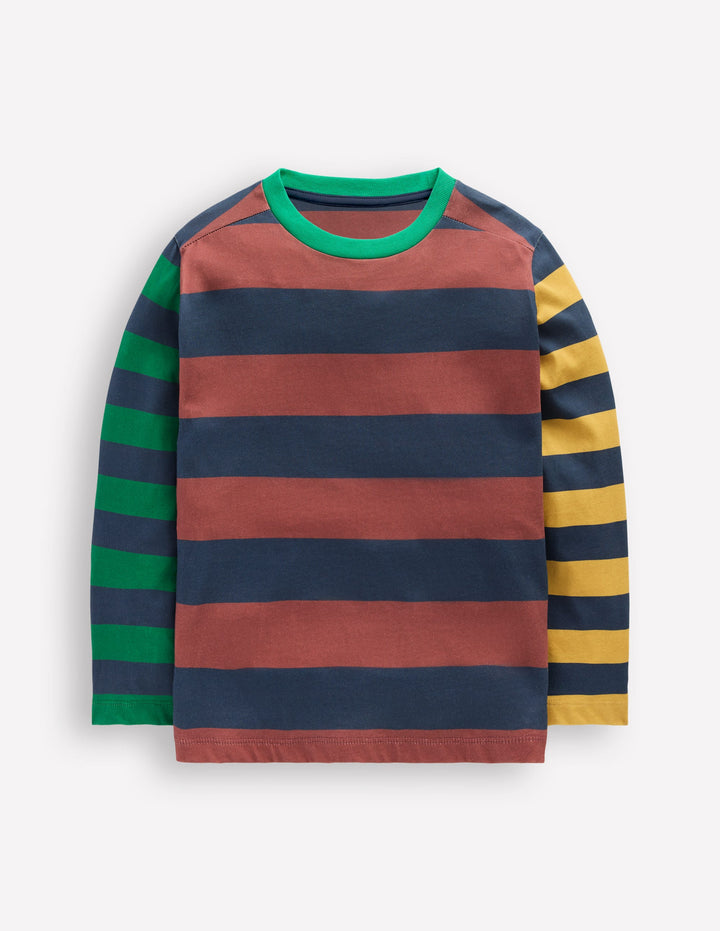 Long Sleeve Hotchpotch T-shirt-Navy Multi