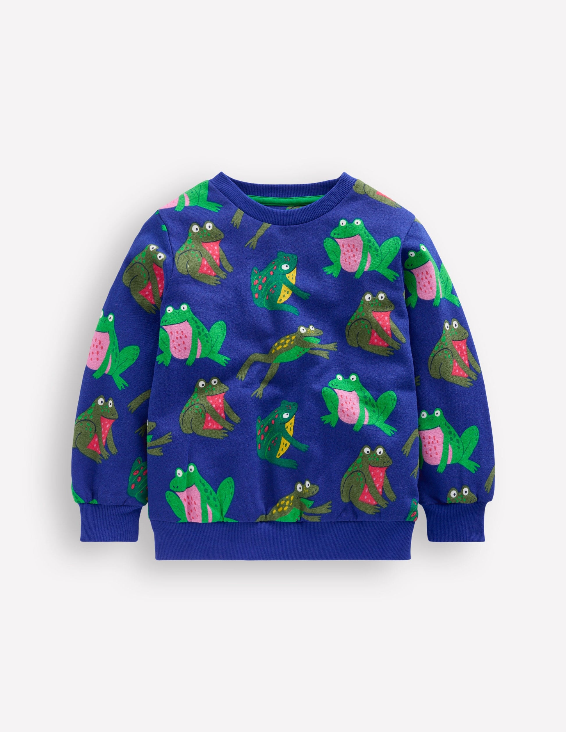 Everyday Printed Sweatshirt-Bright Blue Frogs-1