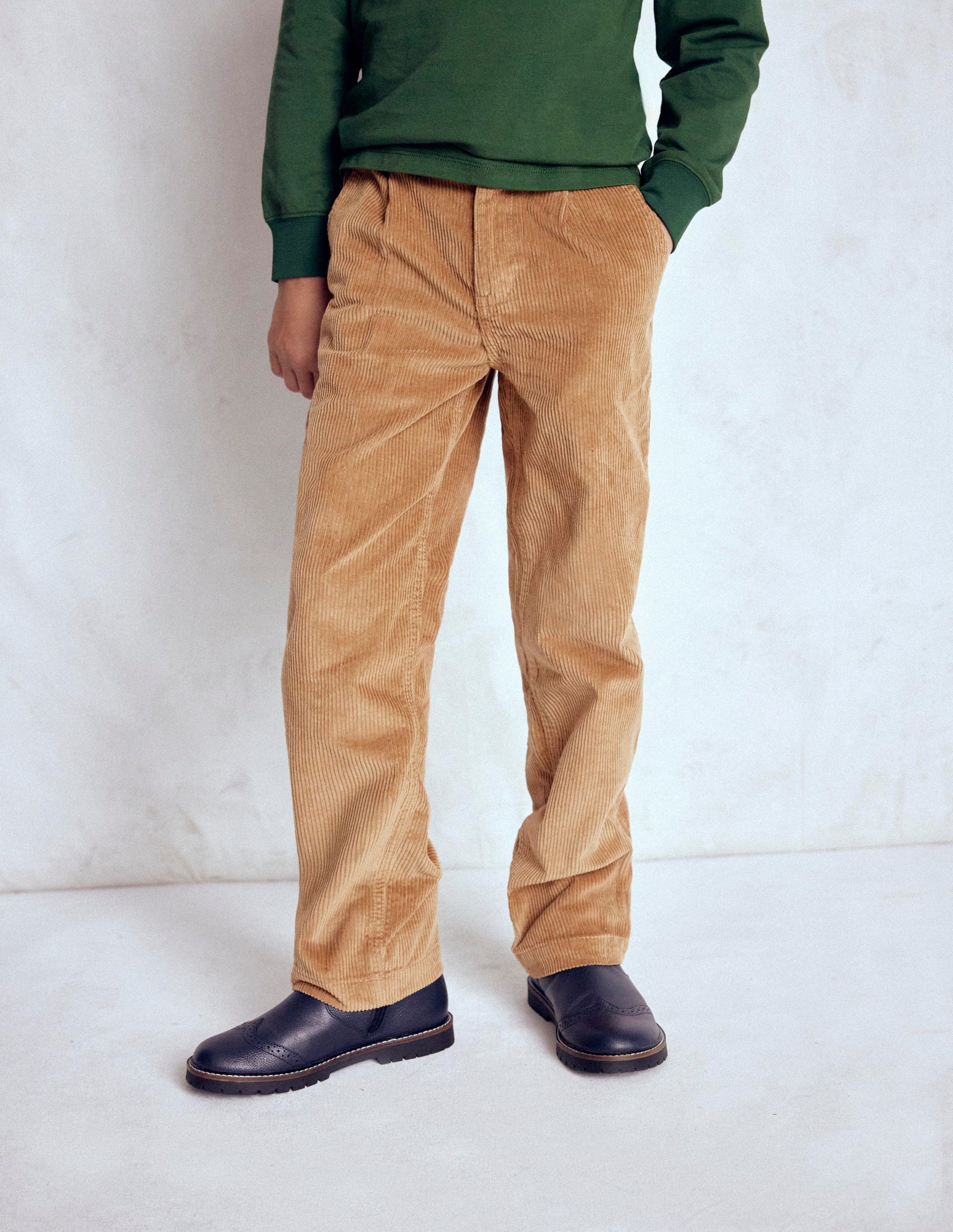 Everyday Relaxed Pants-Camel Cord-1