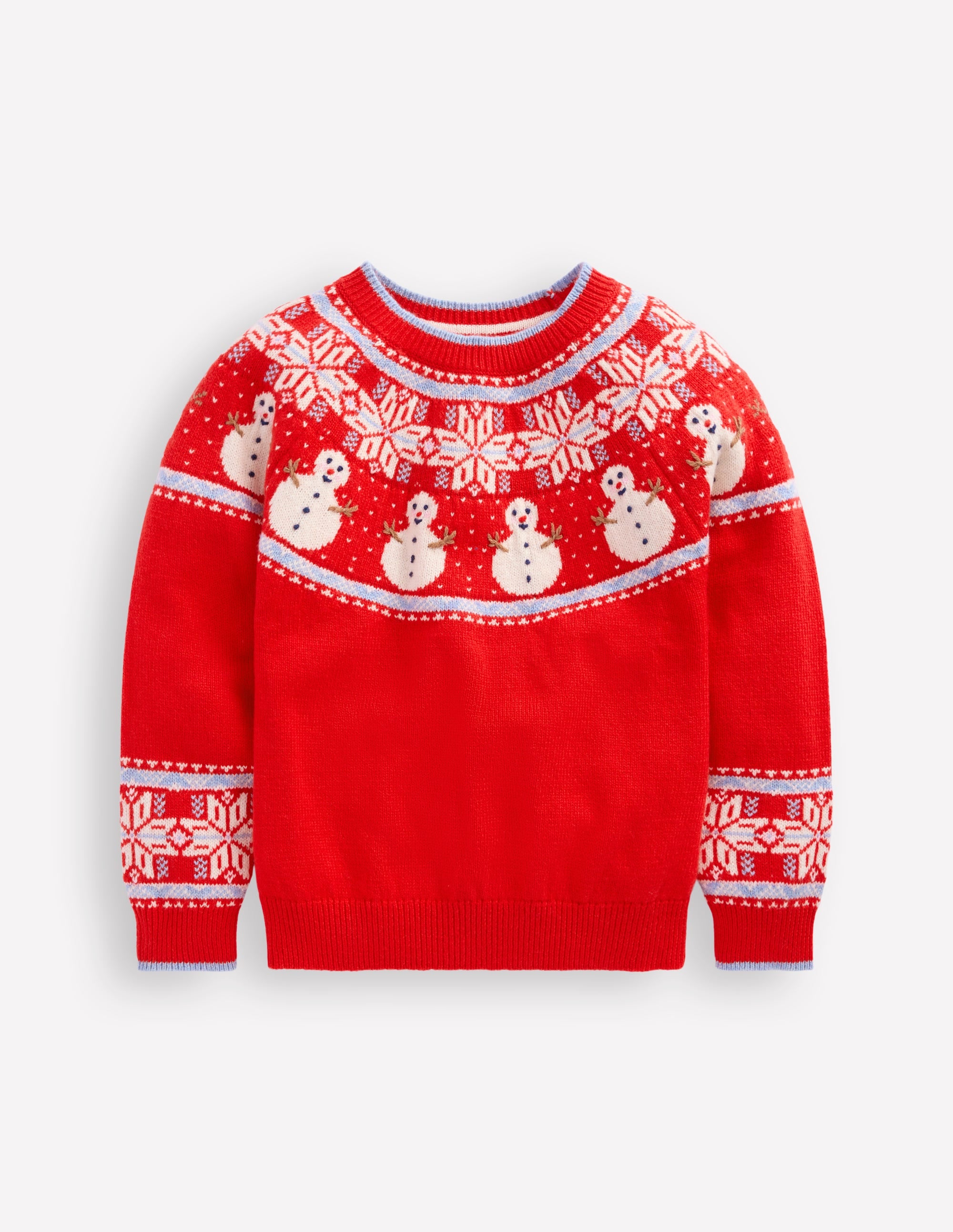 Fair Isle Jumper-Poppy Red Snowmen - Image 1