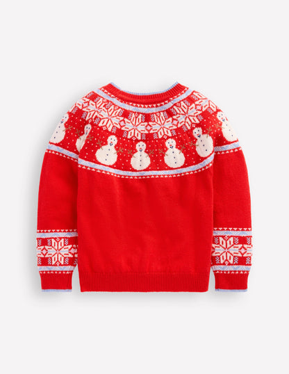 Fair Isle Jumper-Poppy Red Snowmen-2