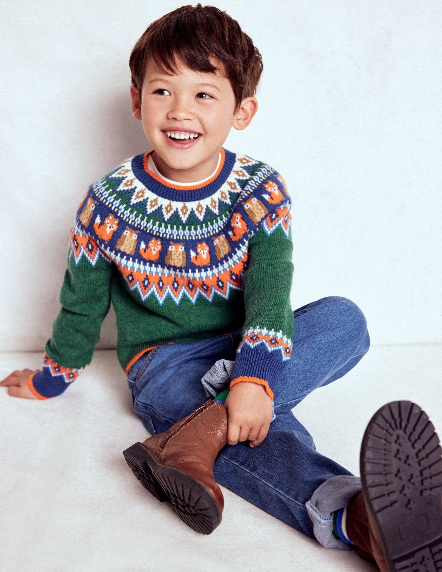 Fair Isle Jumper-Jewel Green Woodland