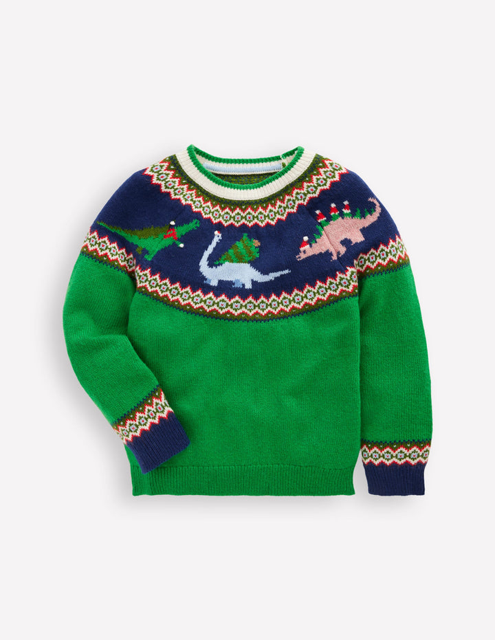 Fair Isle Jumper-Sapling Green Dinosaur