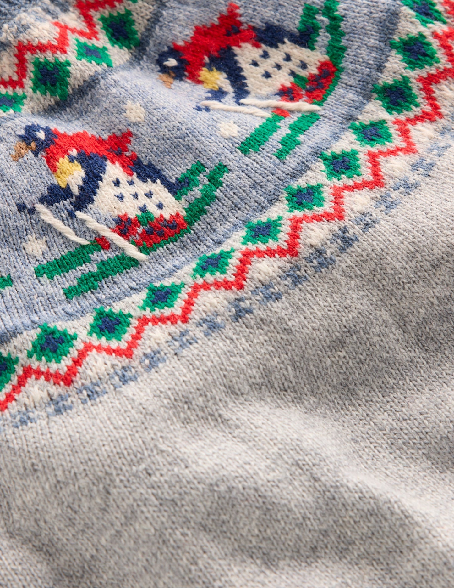 Fair Isle Jumper-Grey Marl Skiing Penguins