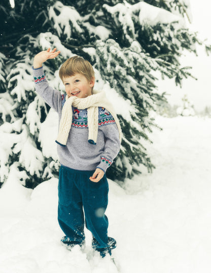 Fair Isle Jumper-Grey Marl Skiing Penguins-4