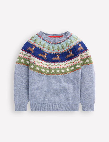 Fair Isle Jumper-Glacier Blue Reindeer-3