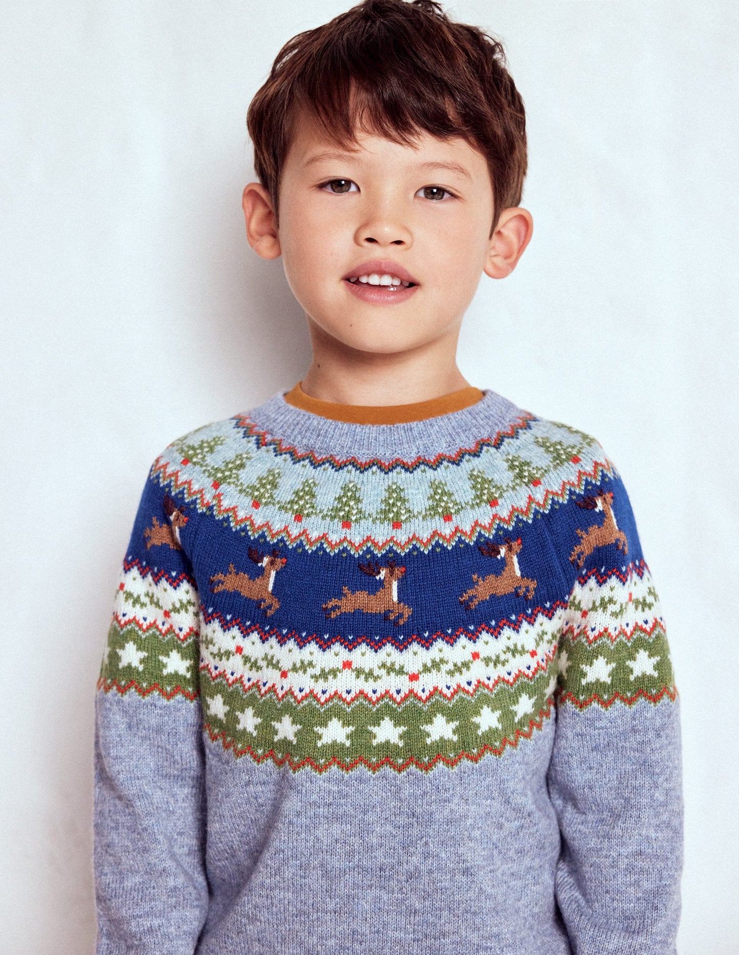 Fair Isle Jumper-Glacier Blue Reindeer