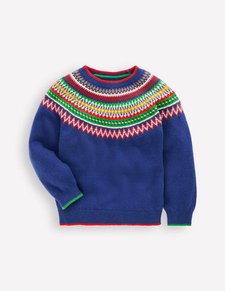Fair Isle Jumper-Sapphire Blue Multi