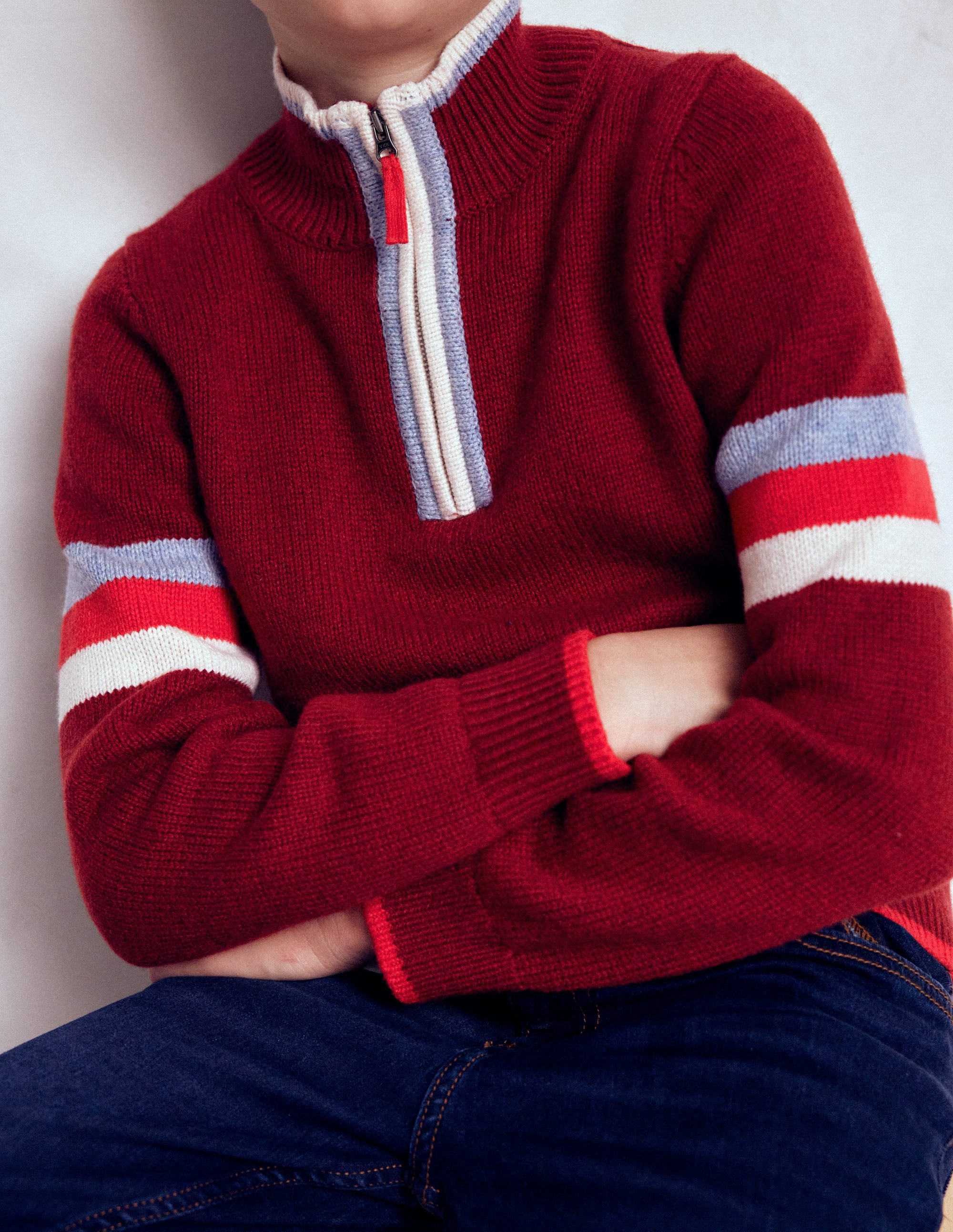 Heritage Half-Zip Sweater-Rumba Red - Image 1