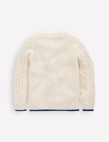 Heritage Cable Jumper-Ecru Marl-9