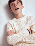 Heritage Cable Sweater-Ecru Marl