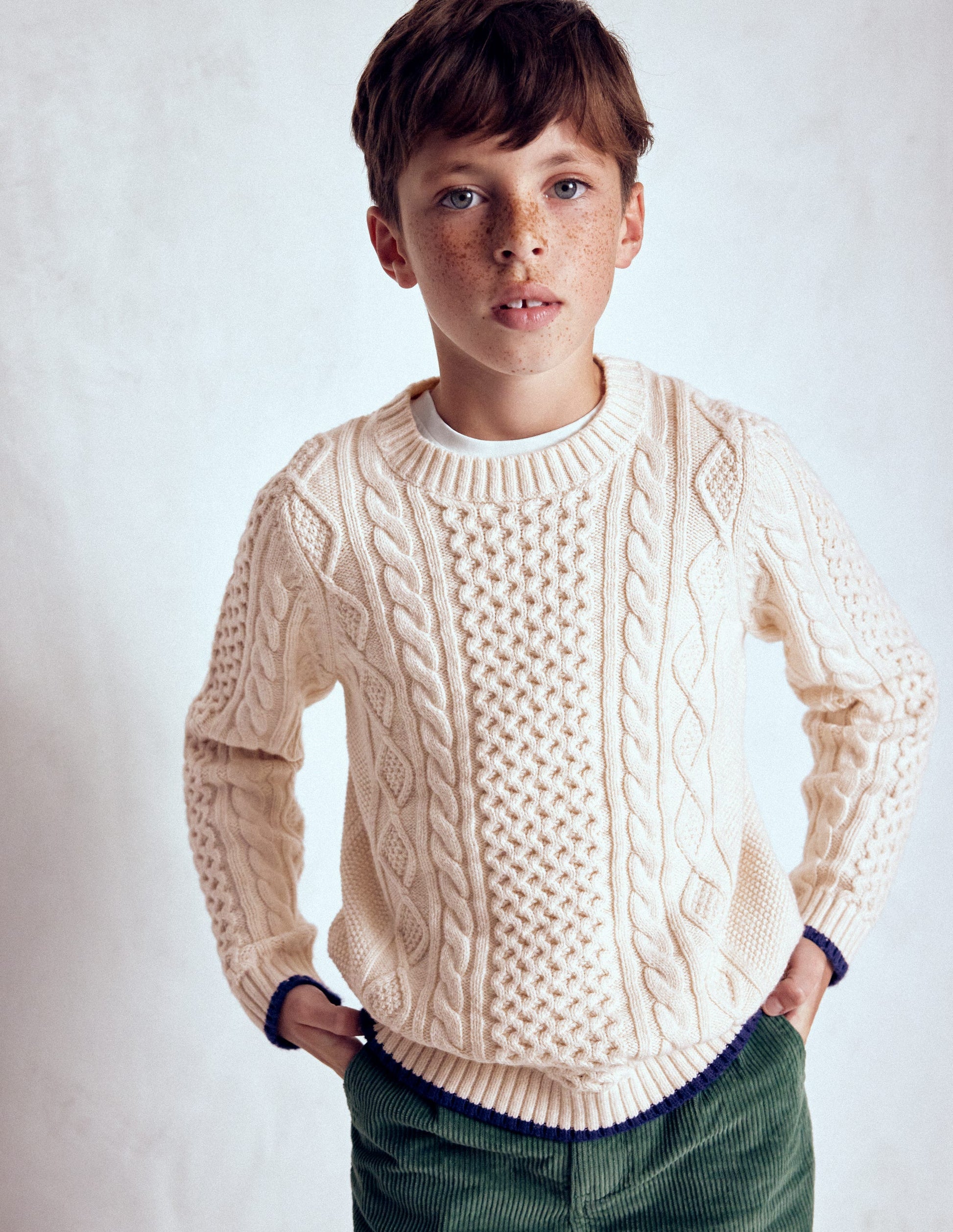 Heritage Cable Jumper-Ecru Marl-4