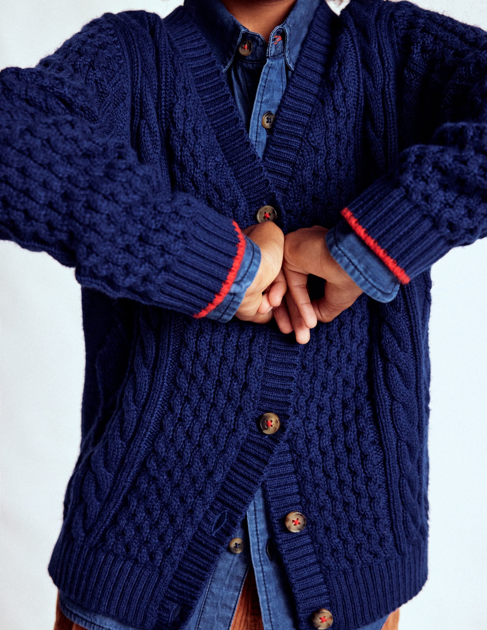 Heritage Cable Cardigan-College Navy | Boden USA