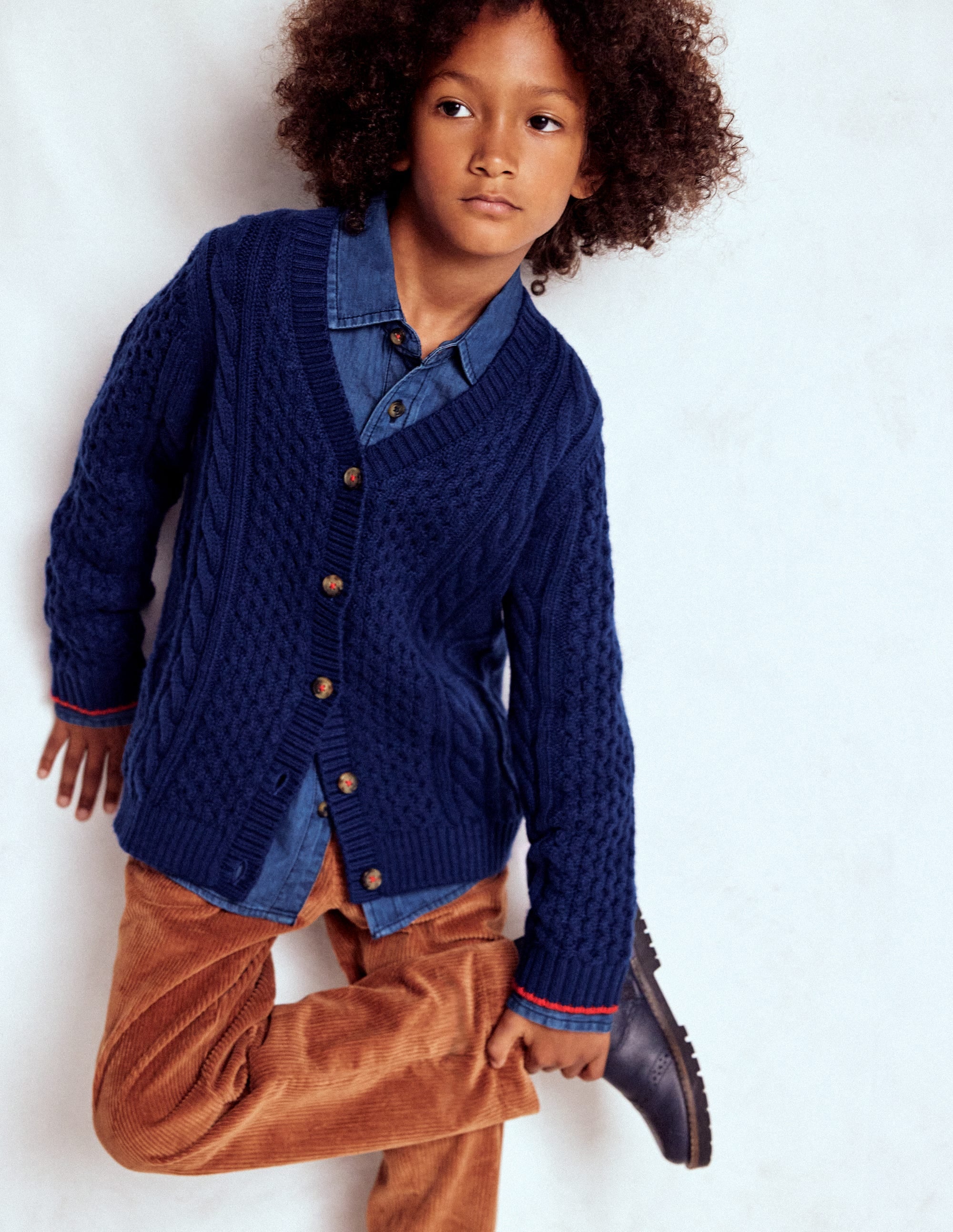 Heritage Cable Cardigan-College Navy | Boden USA