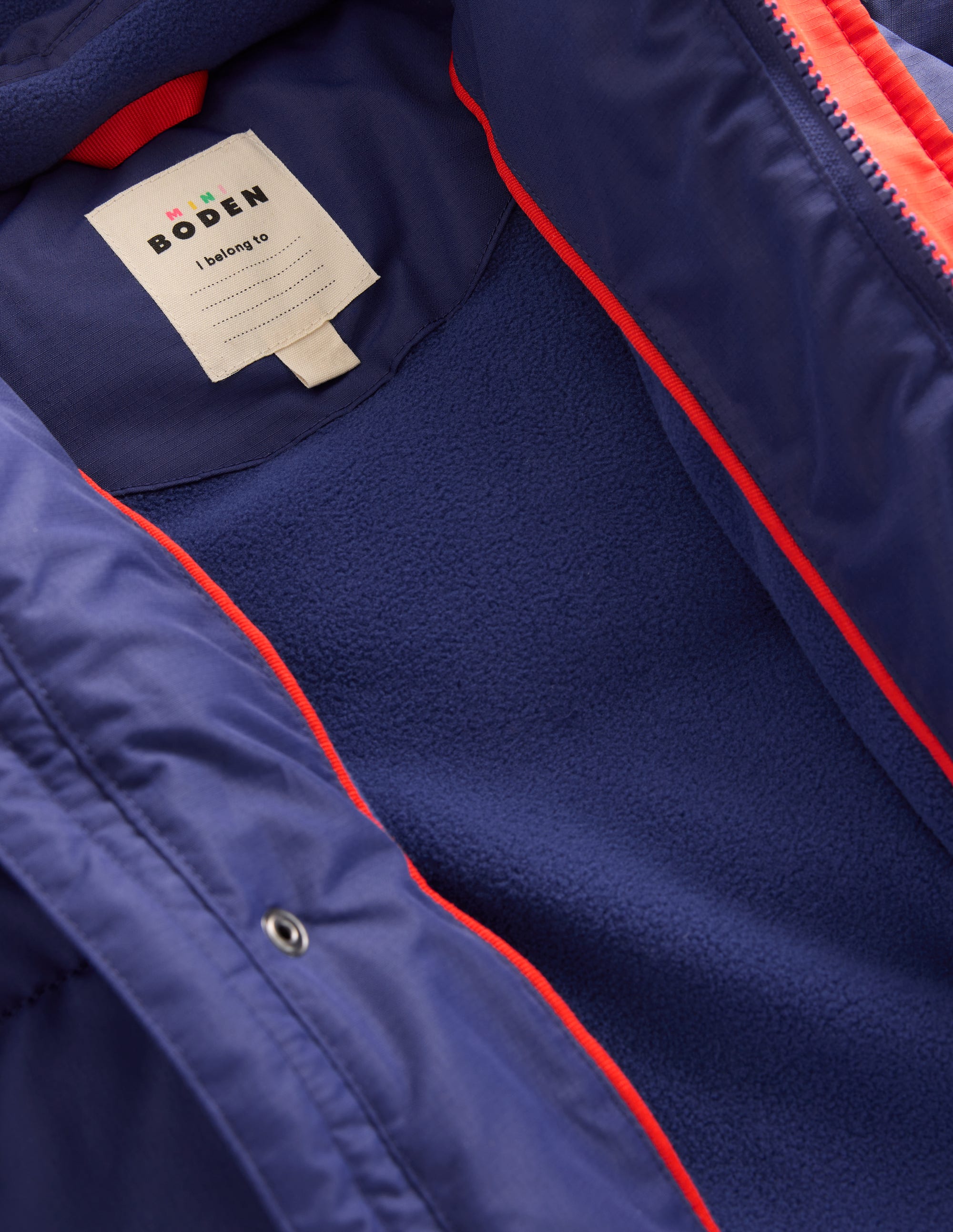 Fleece Lined Padded Coat-Navy - Image 5