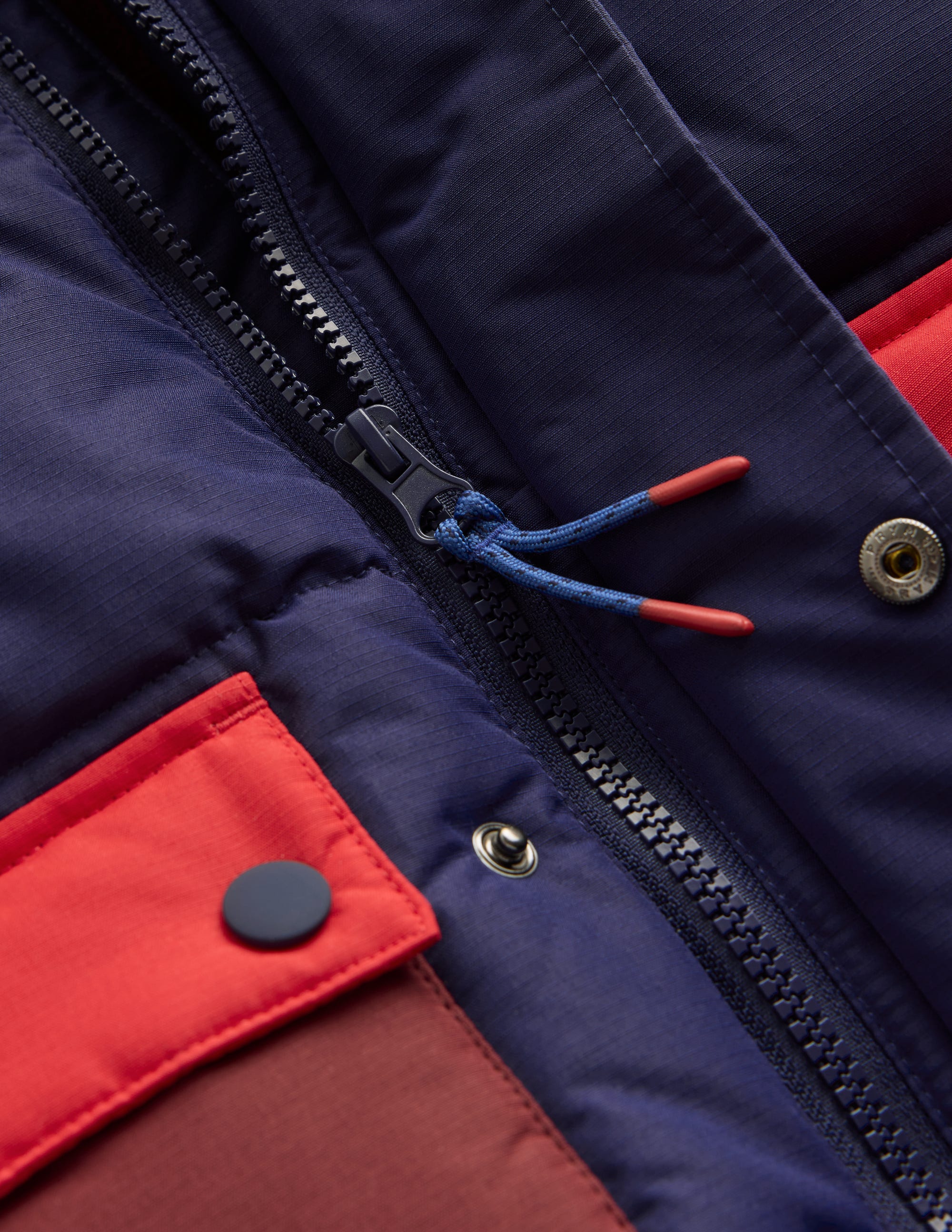 Fleece Lined Padded Coat-Navy Colourblock - Image 3