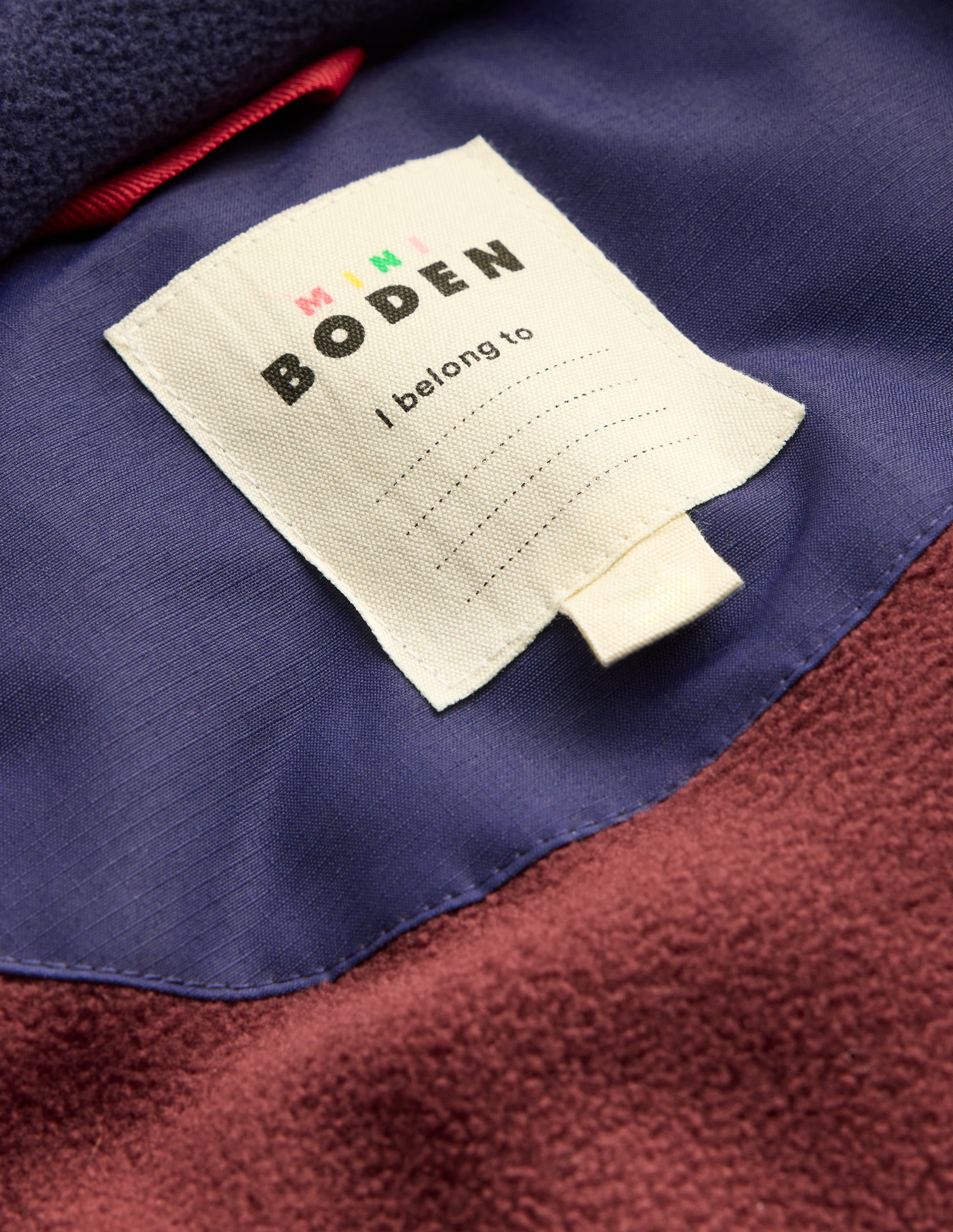Fleece Lined Padded Coat-Navy Colourblock - Image 4