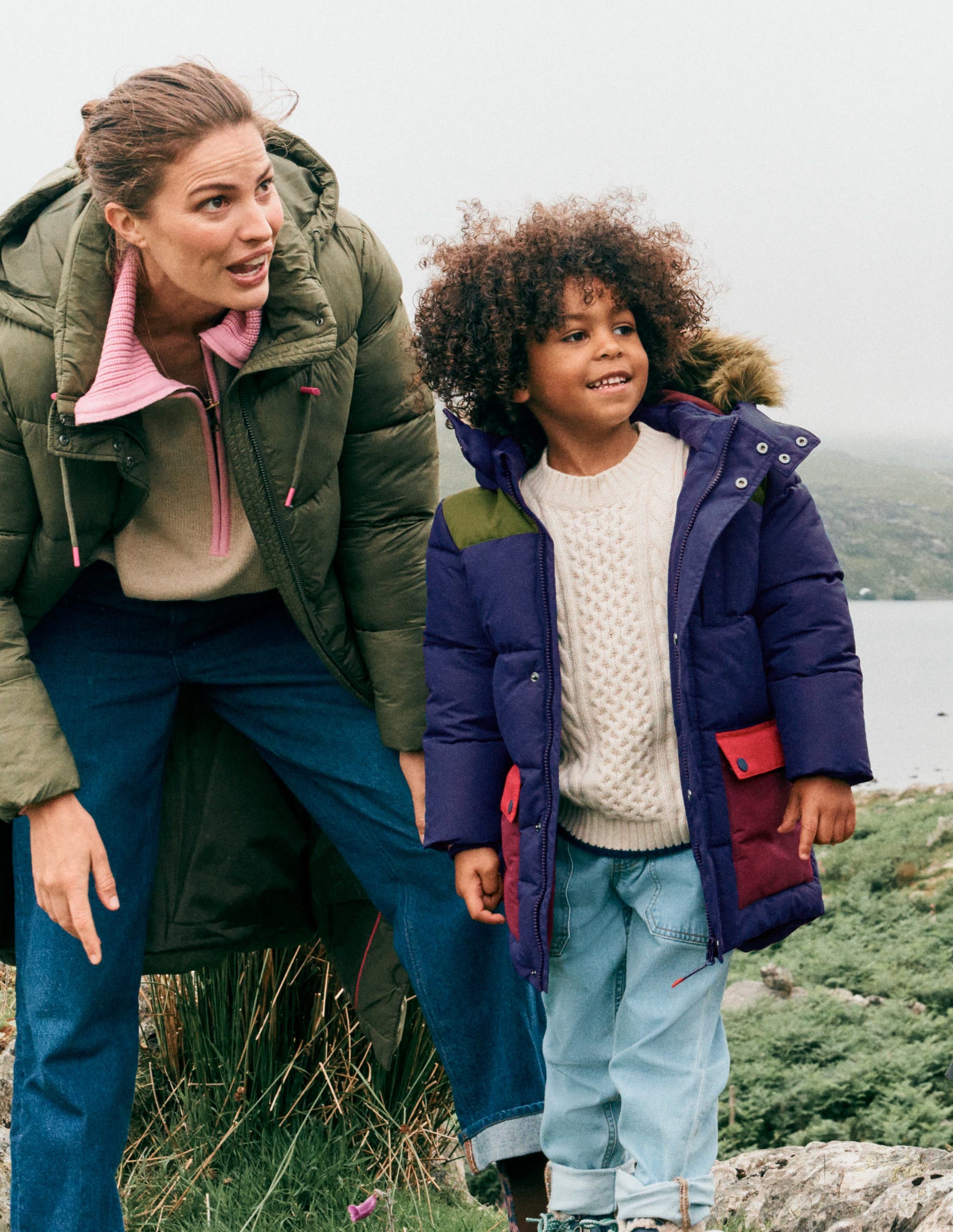 Fleece Lined Padded Coat-Navy Colourblock-6