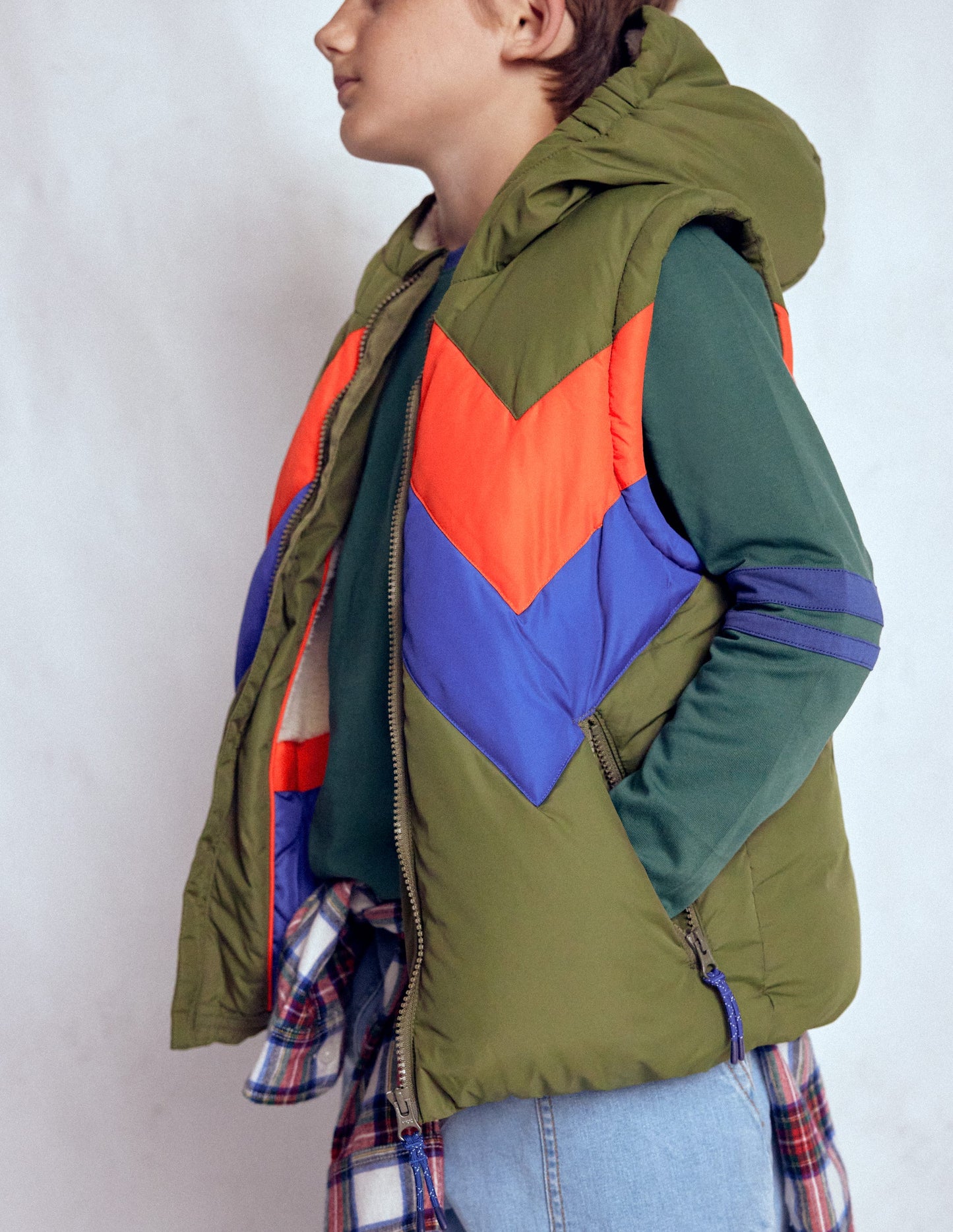 2-in-1 Padded Coat-Chestnut Chevron