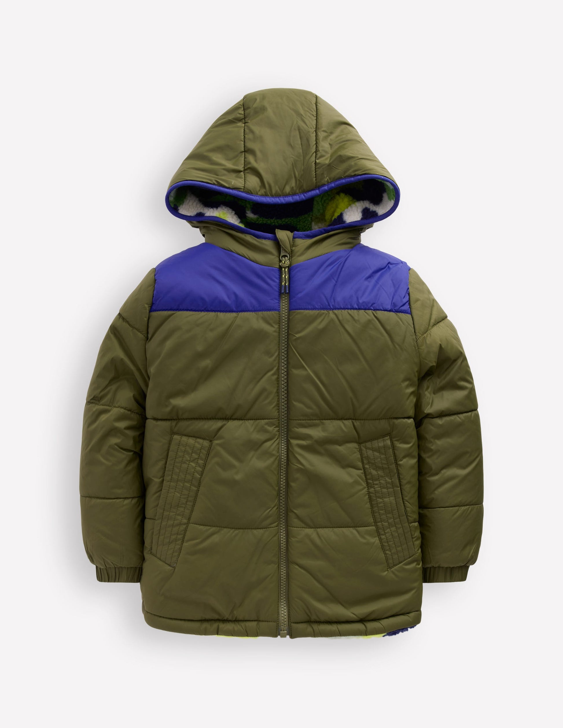 Reversible Cosy Borg Jacket-Green Camo-1