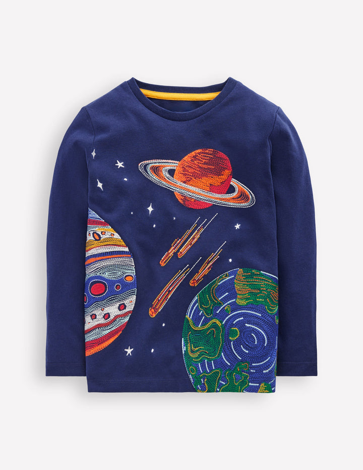 Glow Superstitch T-shirt-Medieval Blue Planets