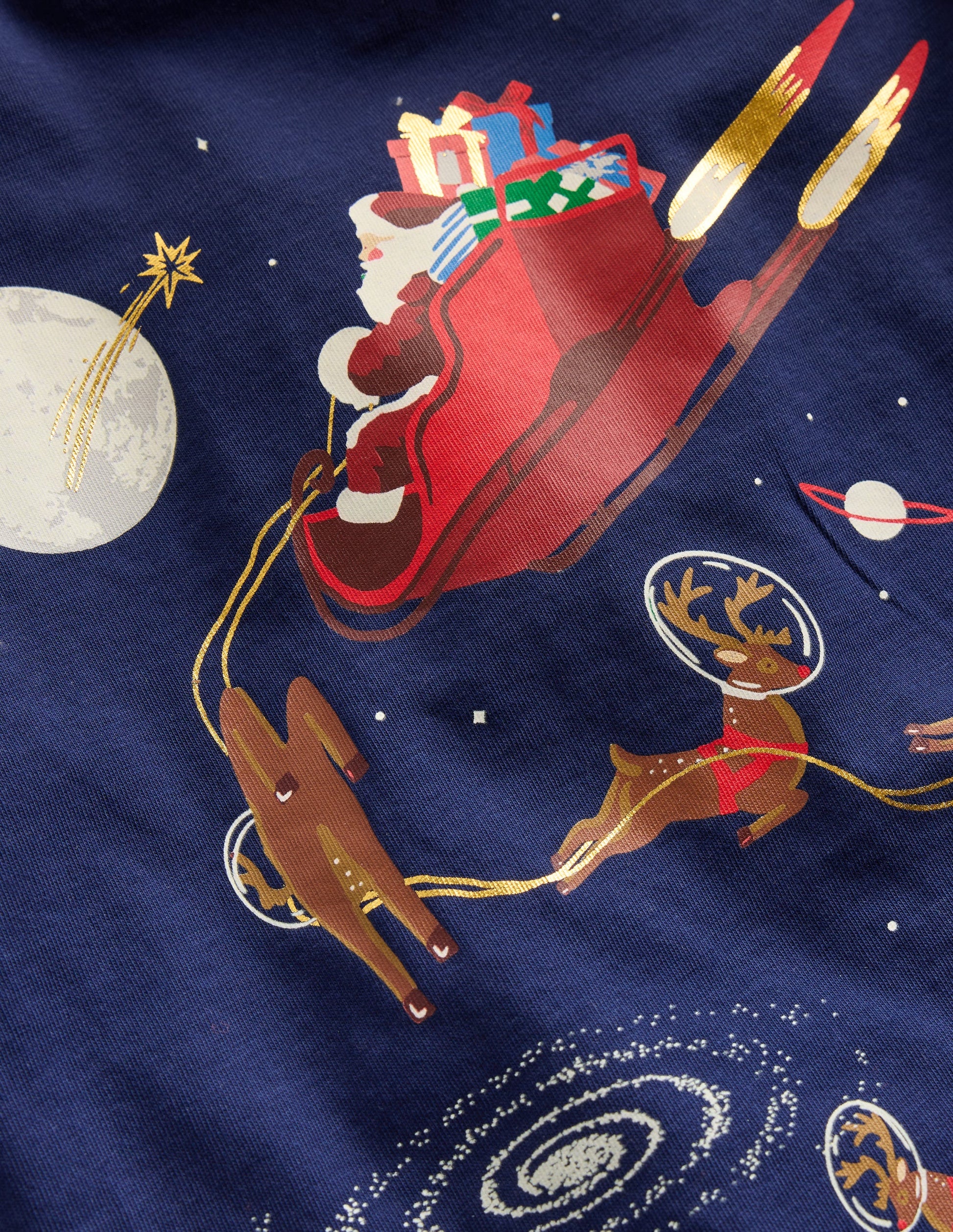 Long Sleeve Glow T-shirt-Space Santa-3
