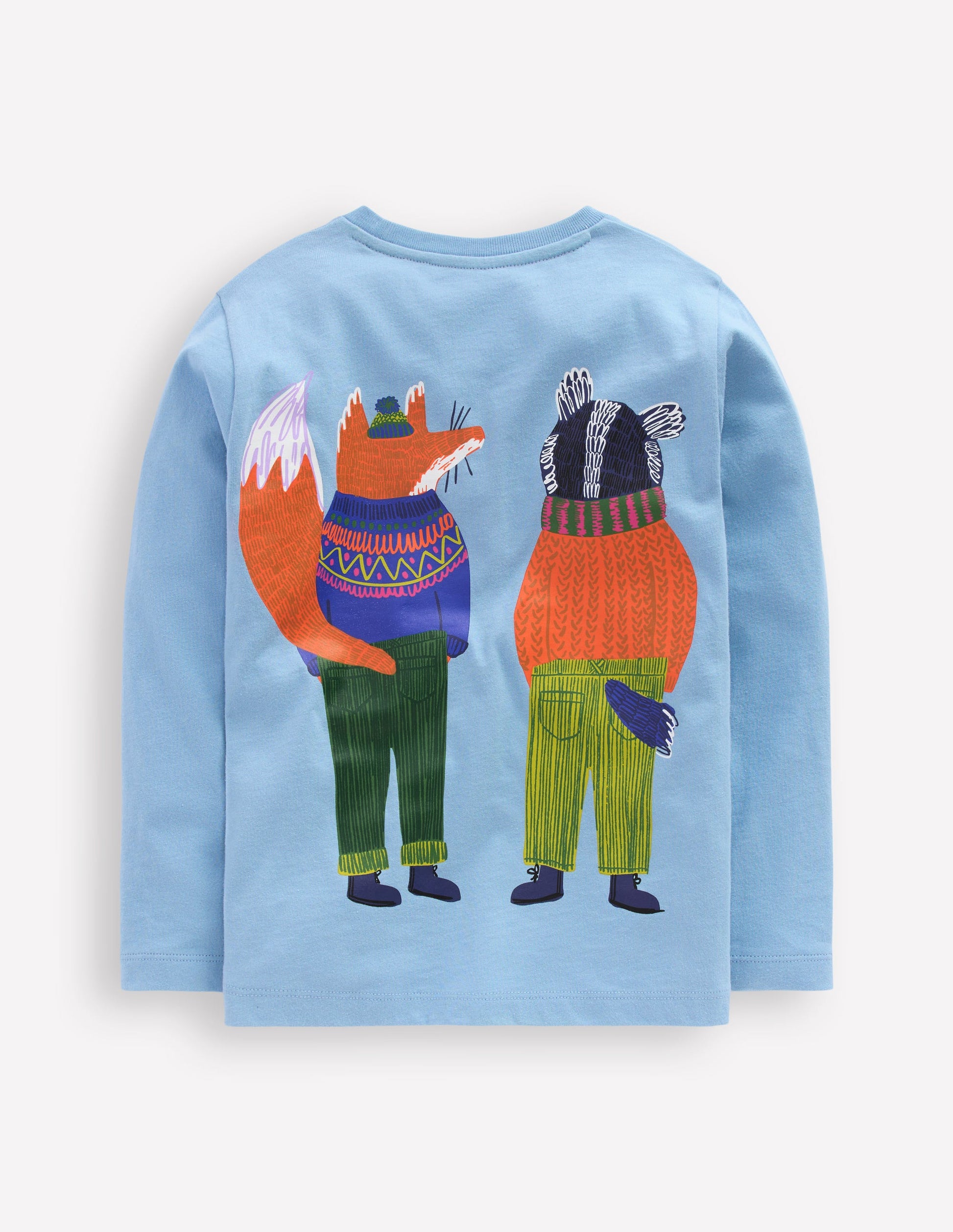 Long Sleeve Novelty T-shirt-Glacier Blue Foxes-2