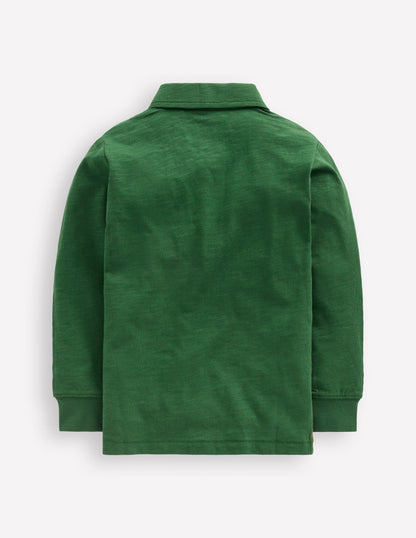 Long Sleeve Slub Polo-Pine Green-2