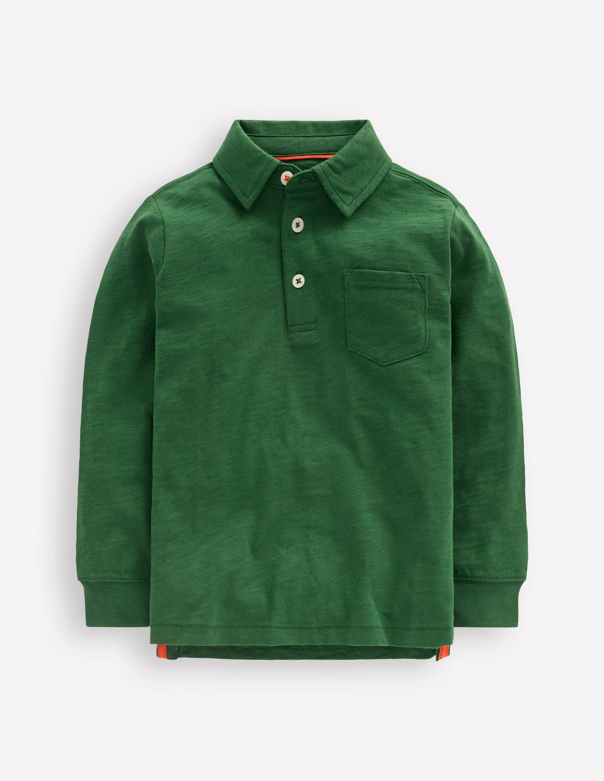Long Sleeve Slub Polo-Pine Green - Image 1
