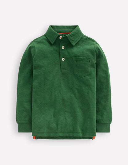 Long Sleeve Slub Polo-Pine Green-1