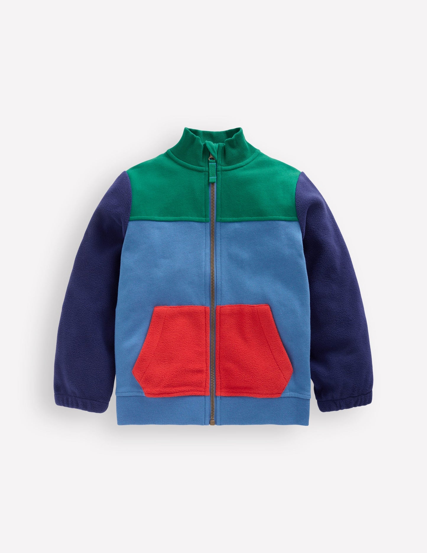Cosy Zip Through Sweatshirt-Blue River Colourblock