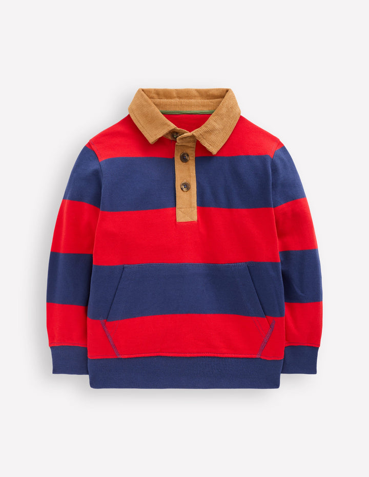 Collared Sweatshirt-Poppy Red/ Starboard Blue