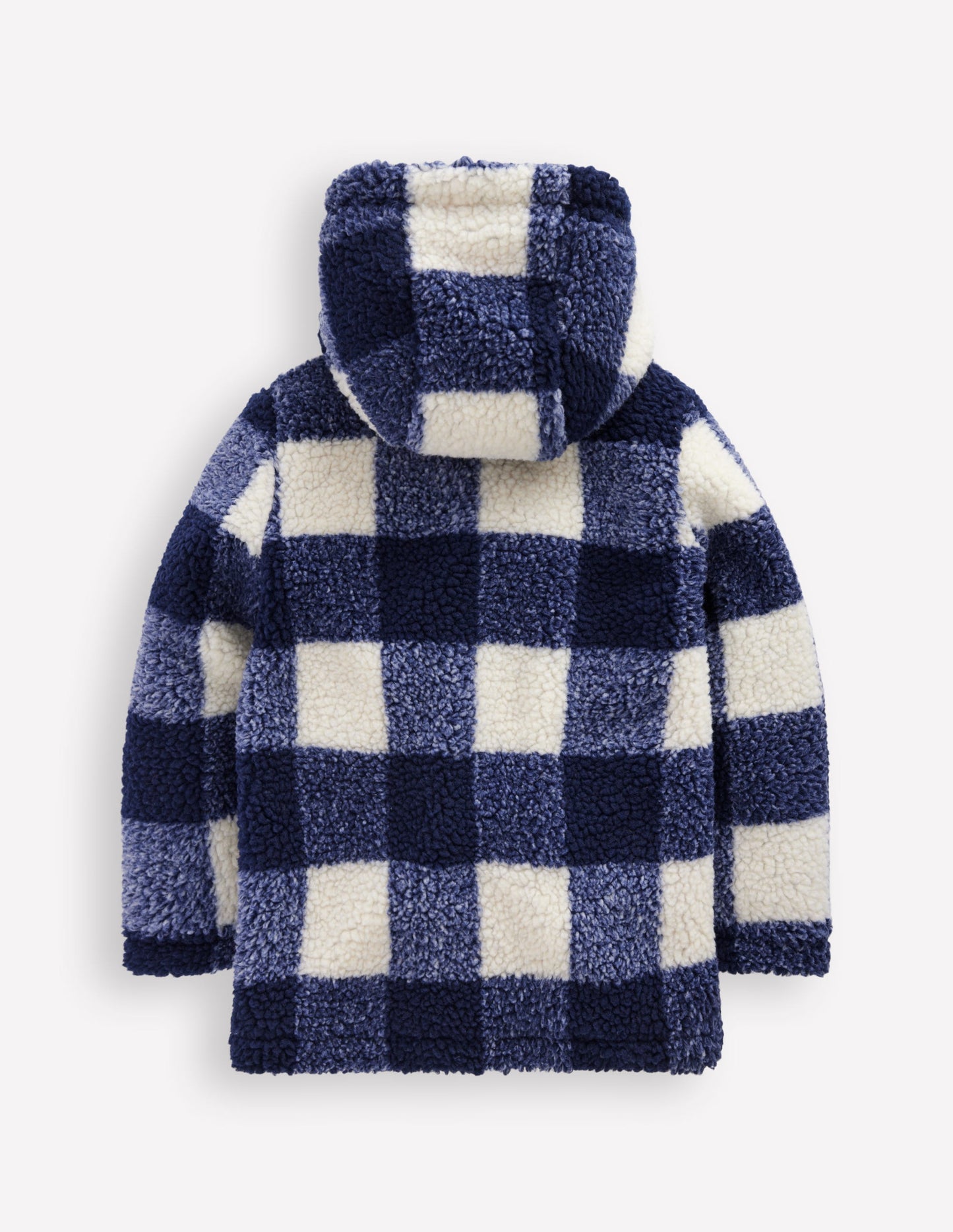 Borg Duffle Coat-Navy Gingham