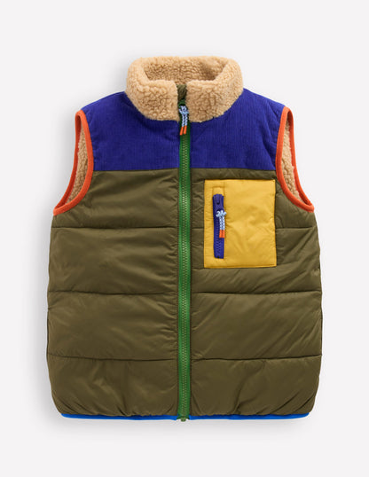 Borg Lined Vest-Woodland Green-1
