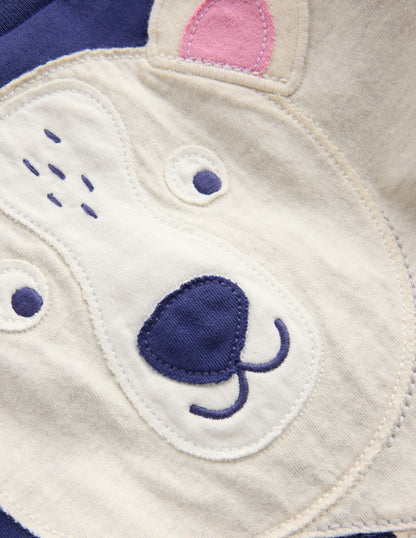 Fun Appliqué T-shirt-Blue Marl Polar bear-3