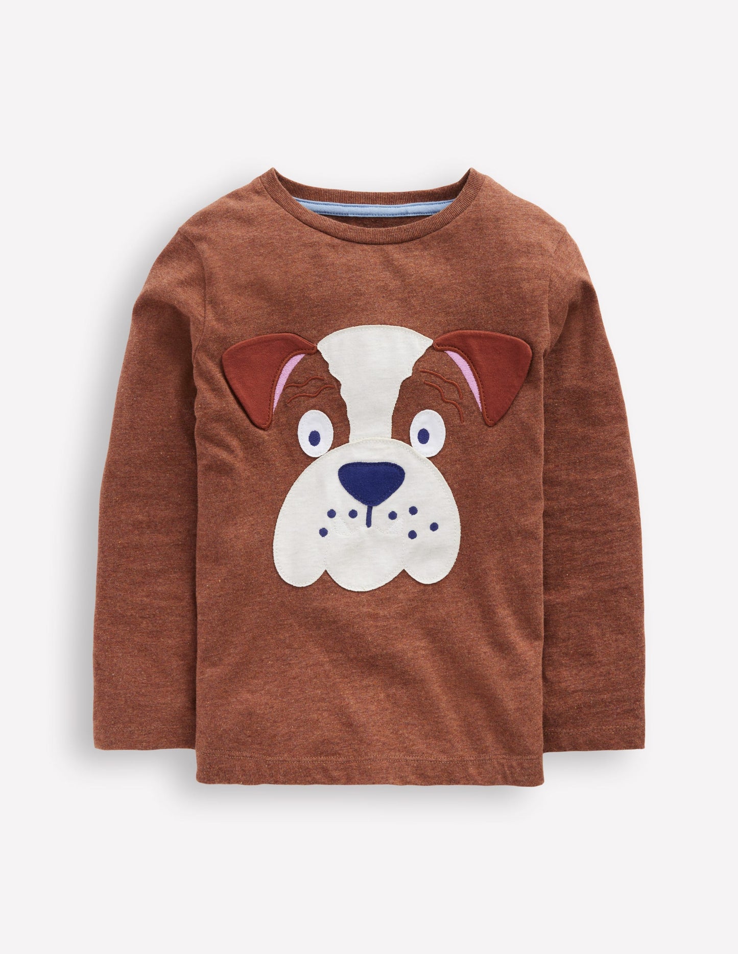 Fun Appliqué T-shirt-Brown Marl Bulldog