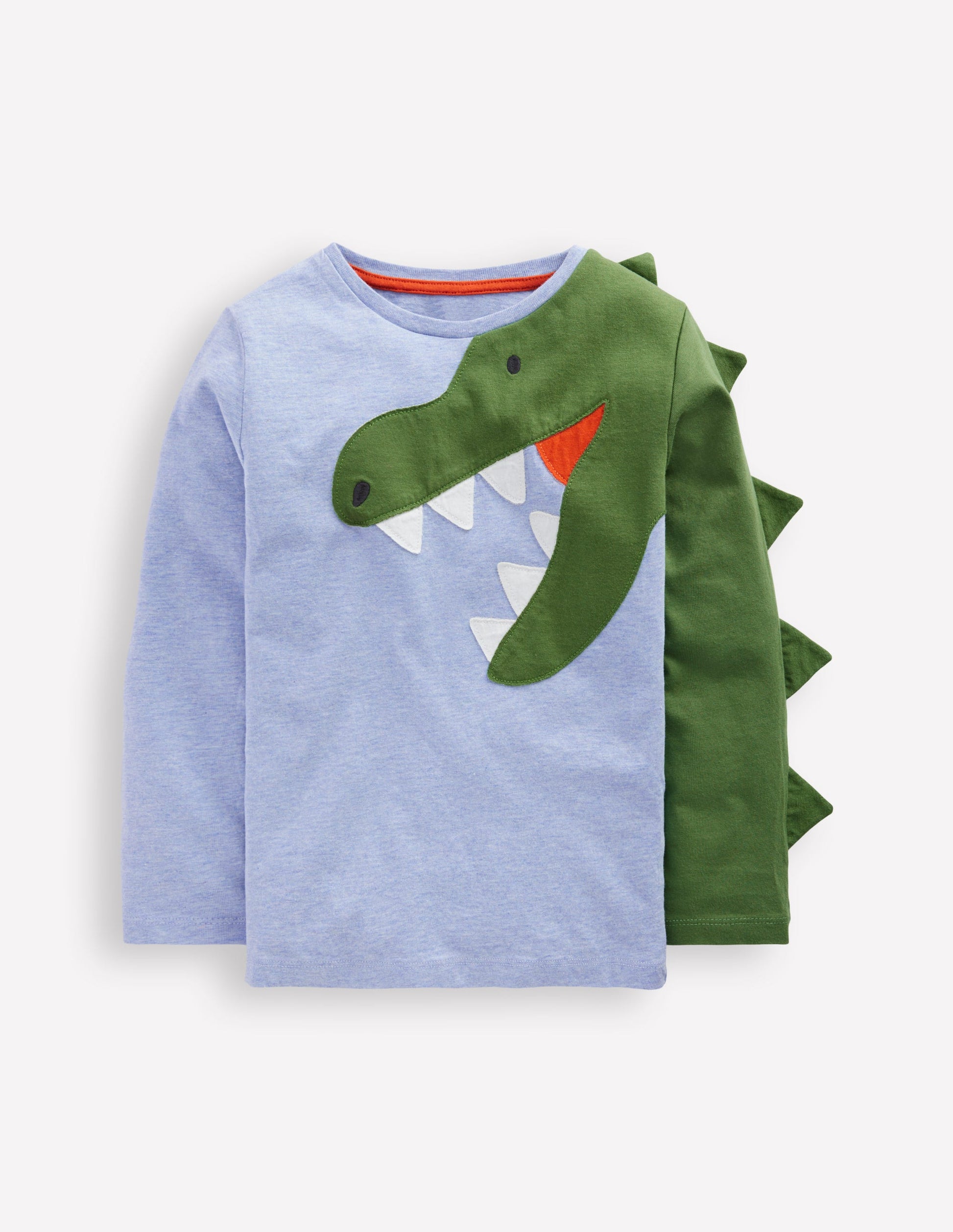 Fun Appliqué T-shirt-Blue Marl Dino-1