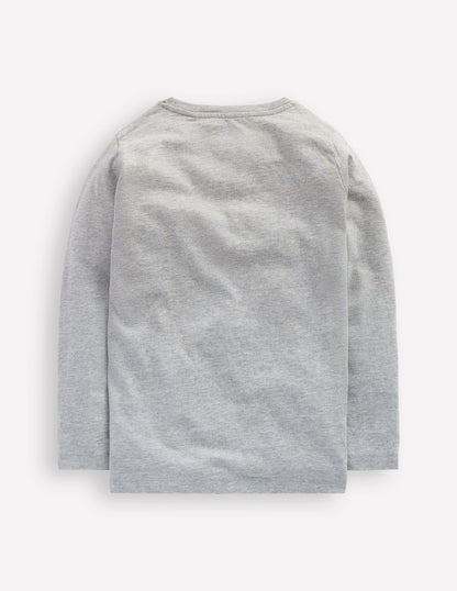 Long Sleeve Novelty 3D T-Shirt-Grey Marl Owl-2