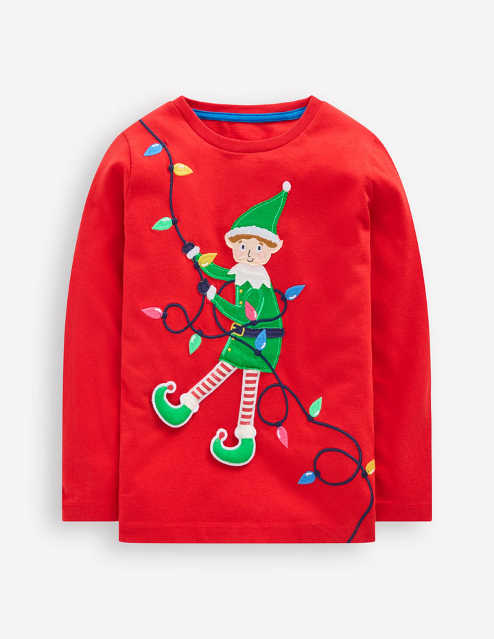 Long Sleeve Novelty 3D T-Shirt-Mars Red Elf