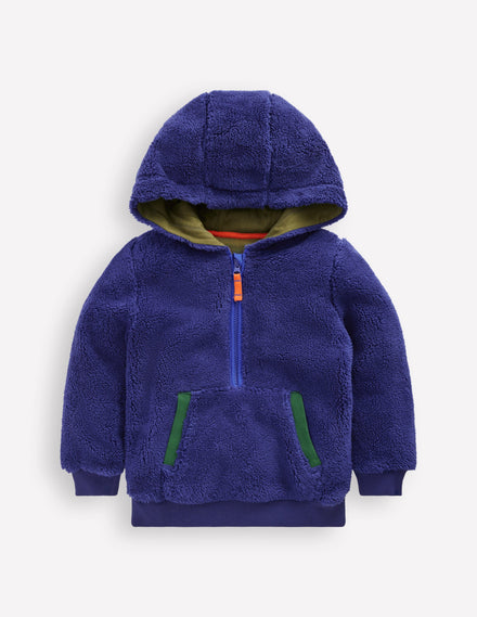 Fleece Half Zip Hoodie-Starboard Blue