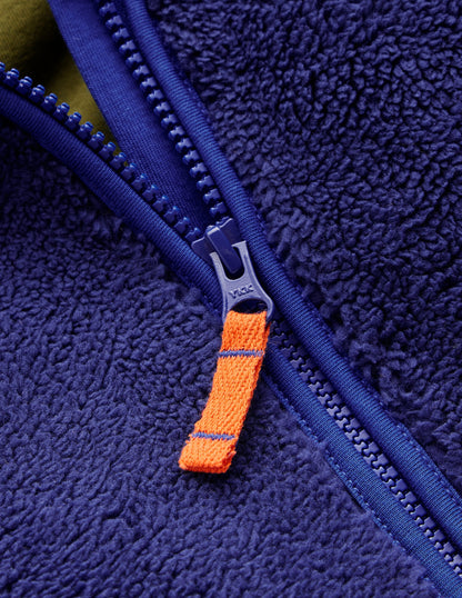 Fleece Half Zip Hoodie-Starboard Blue-3