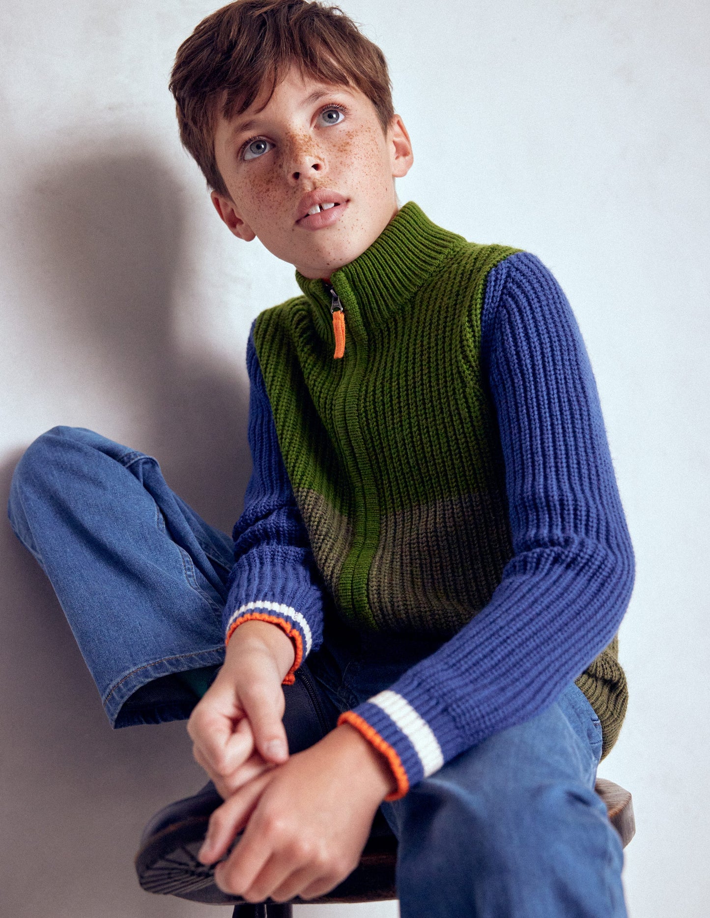 Chunky Zip-Through Jumper-Green