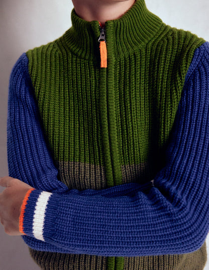 Chunky Zip-Through Jumper-Green-5