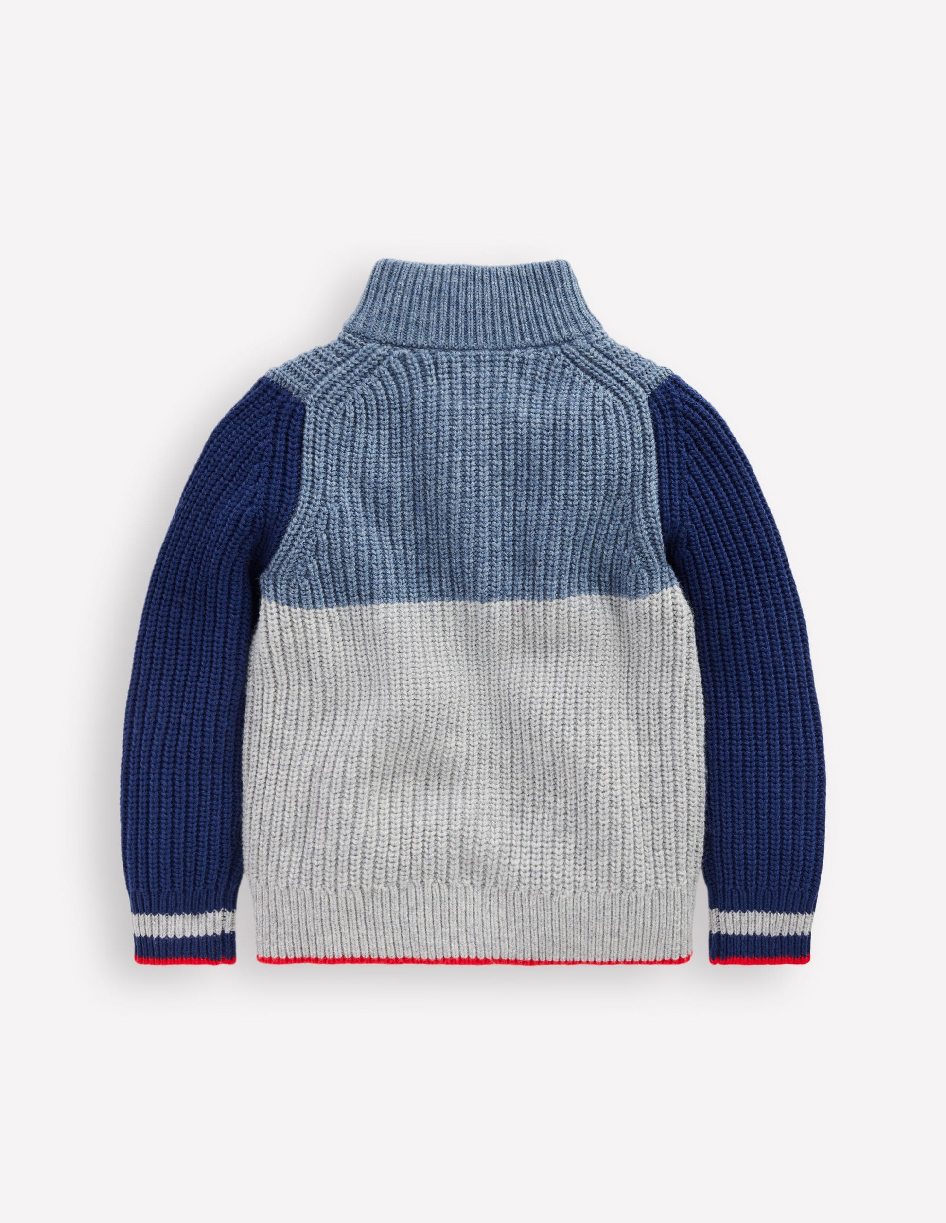 Chunky Zip-Through Jumper-Grey Marl Colour Block-2