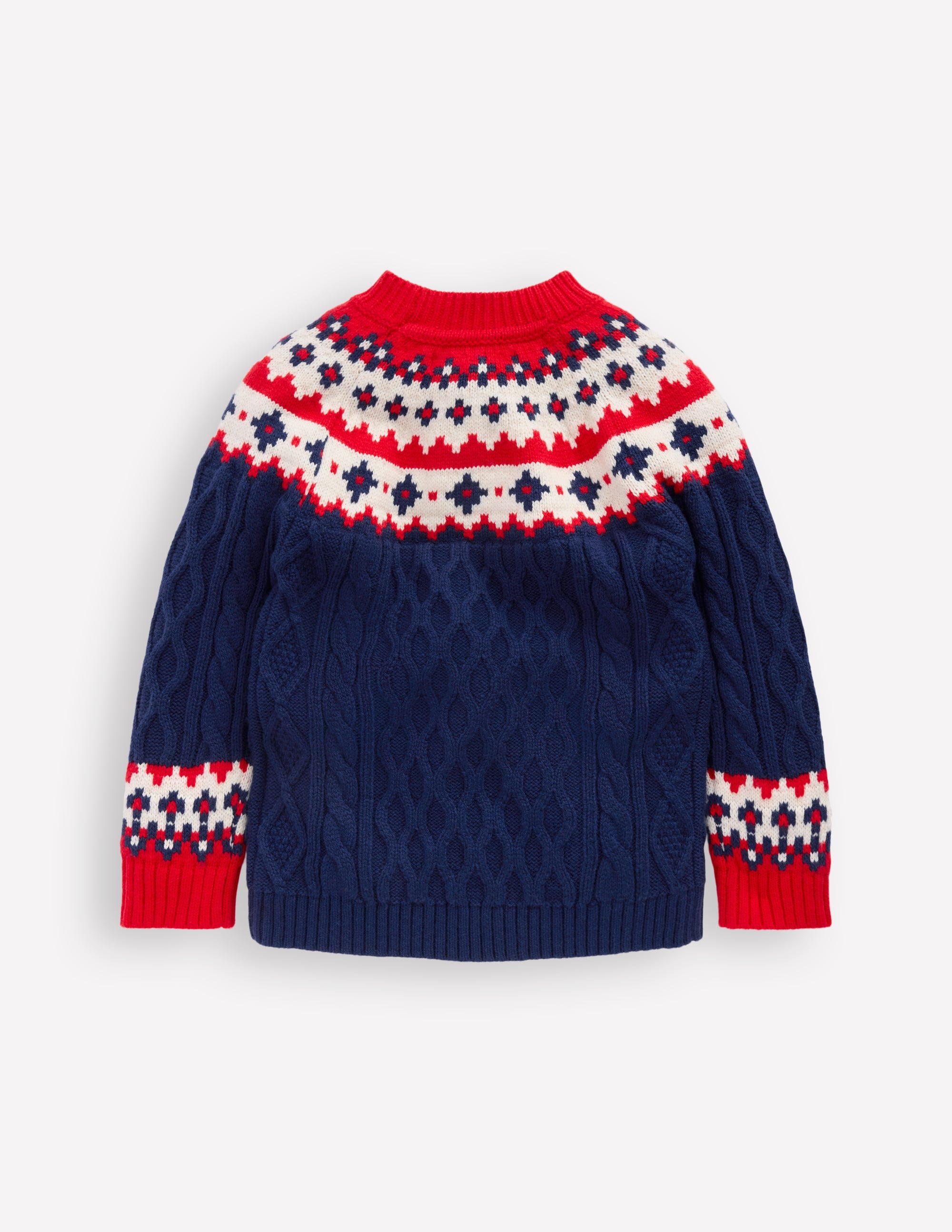 Cable Fair Isle Sweater-Medieval Blue - Image 2